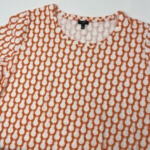 Talbots T-Shirt Women's 3X Pineapple Stripes Graphic Tee Basic Top‎ Orange Navy